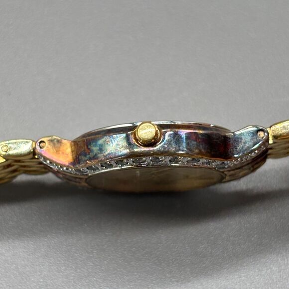 Ladies DMQ Swiss Quartz Gold Tone Watch Cubic Zirconia Bezel Bracelet Band WORKS - Picture 7 of 12